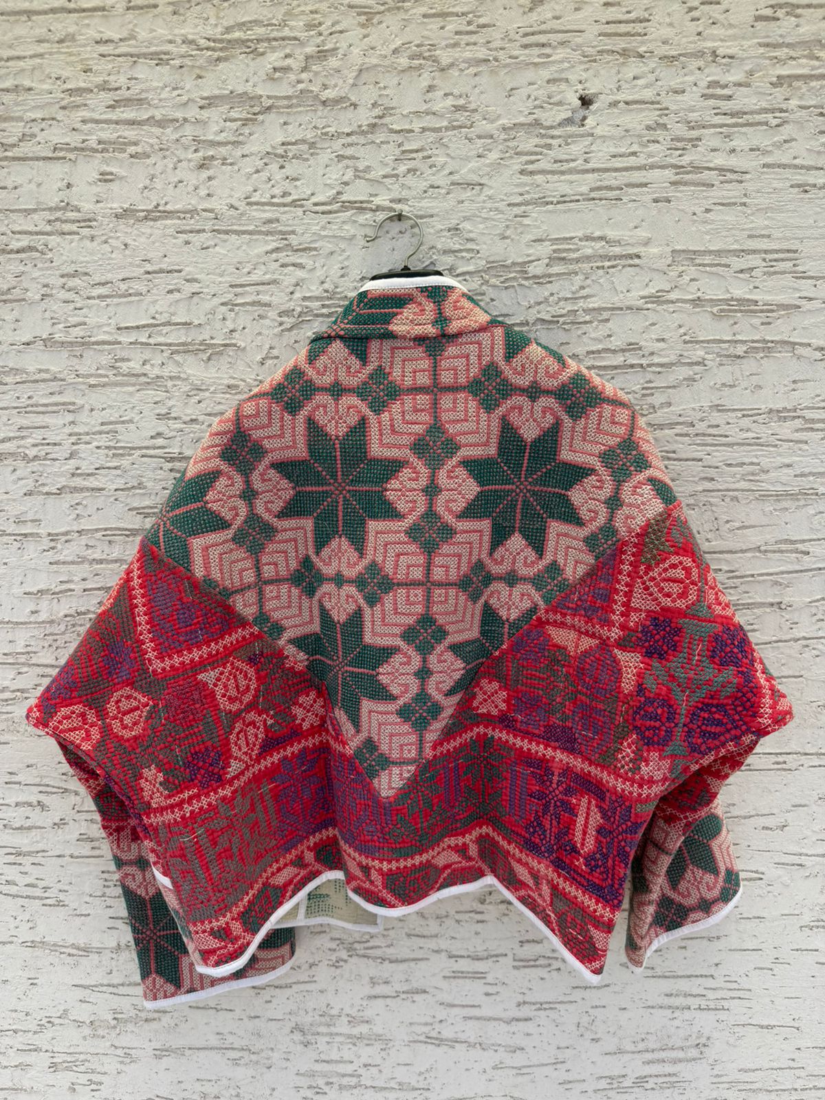 Contrast Cross Stitch Kantha Jacket