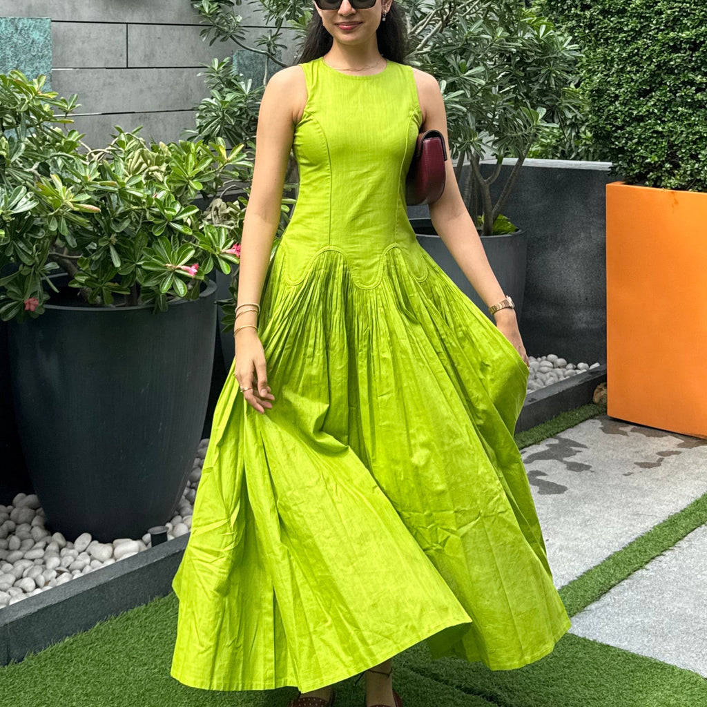 Lime Green Drama Maxi Dress