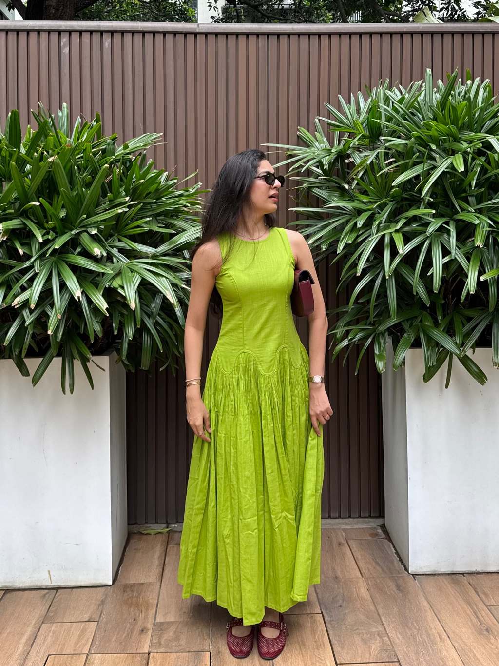 Lime Green Drama Maxi Dress