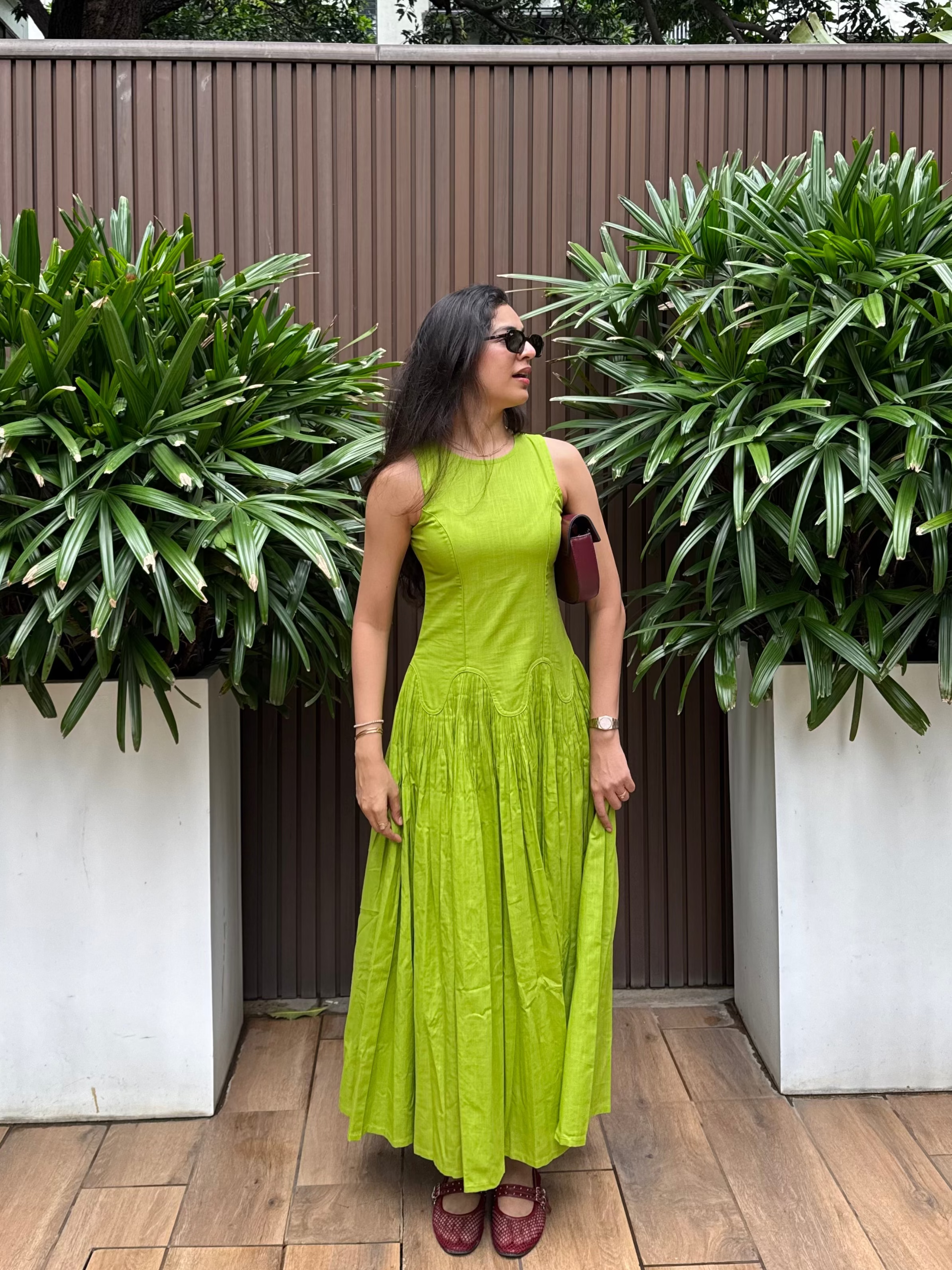 Lime Green Drama Maxi Dress