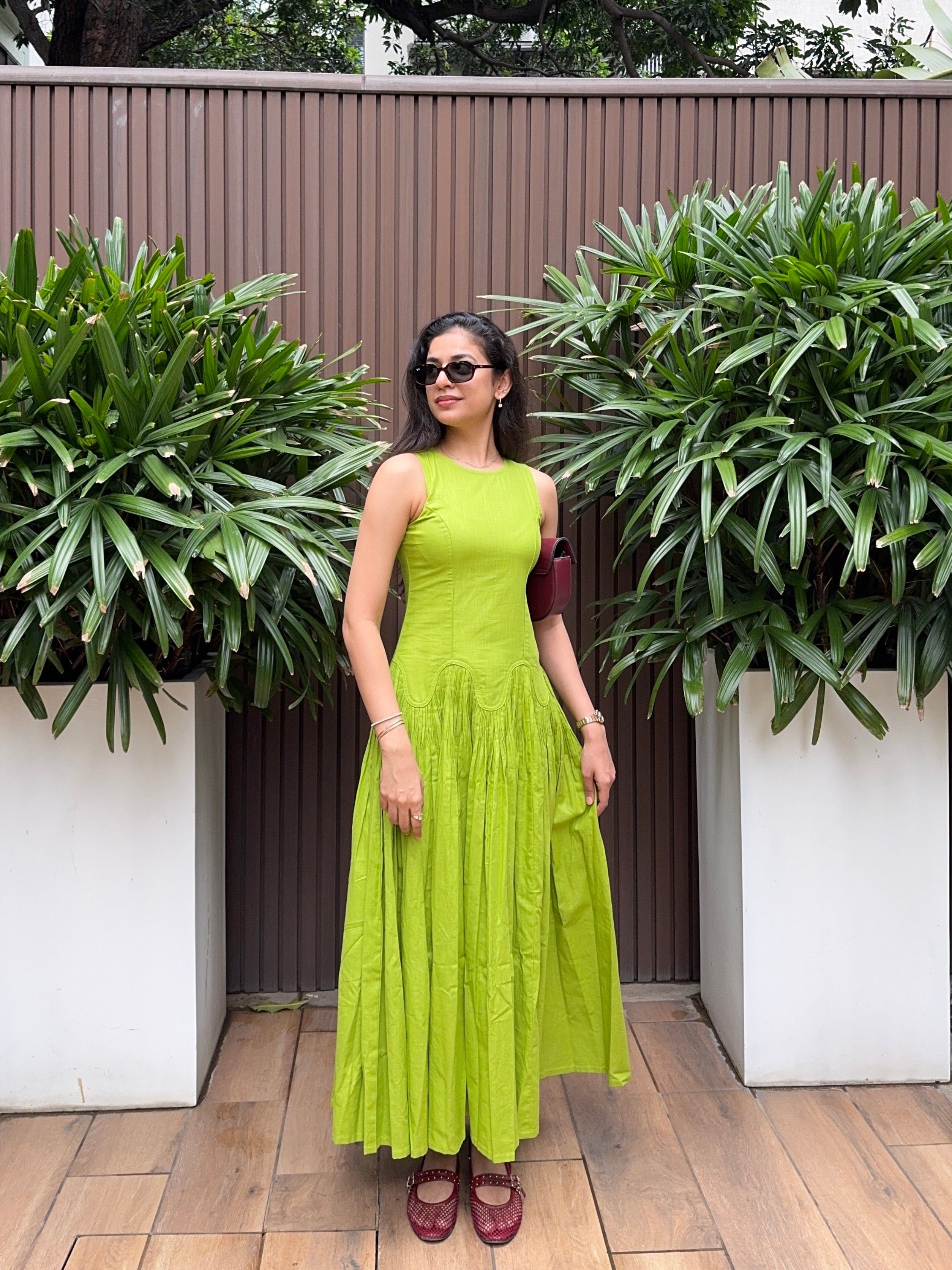 Lime Green Drama Maxi Dress