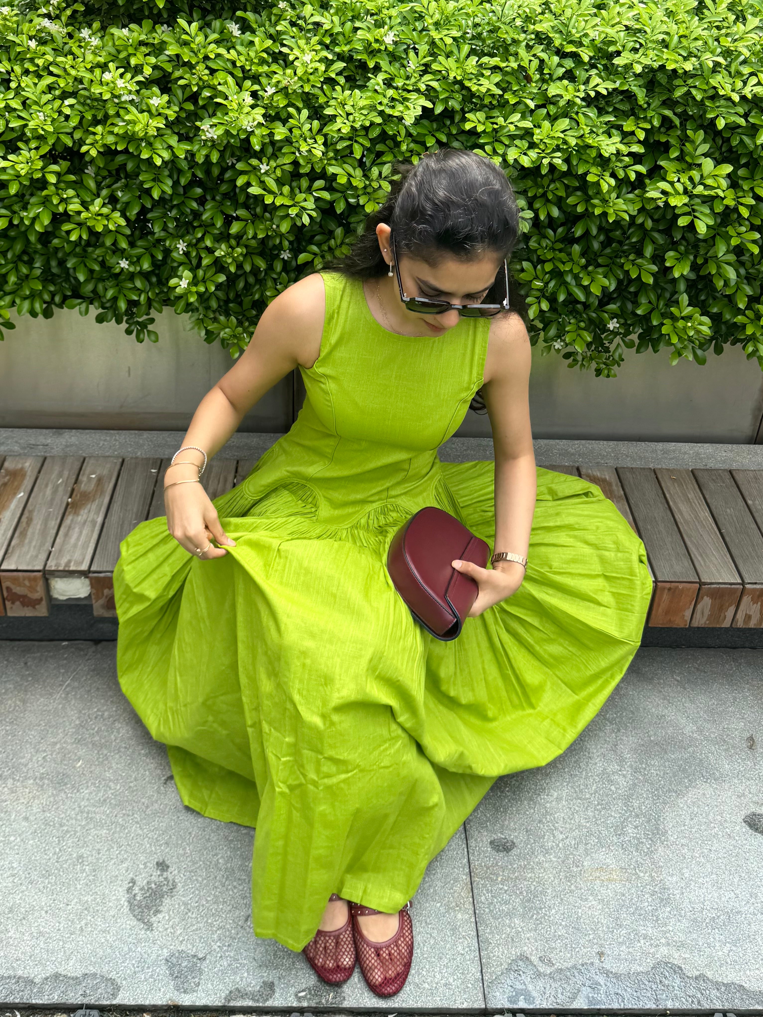 Lime Green Drama Maxi Dress